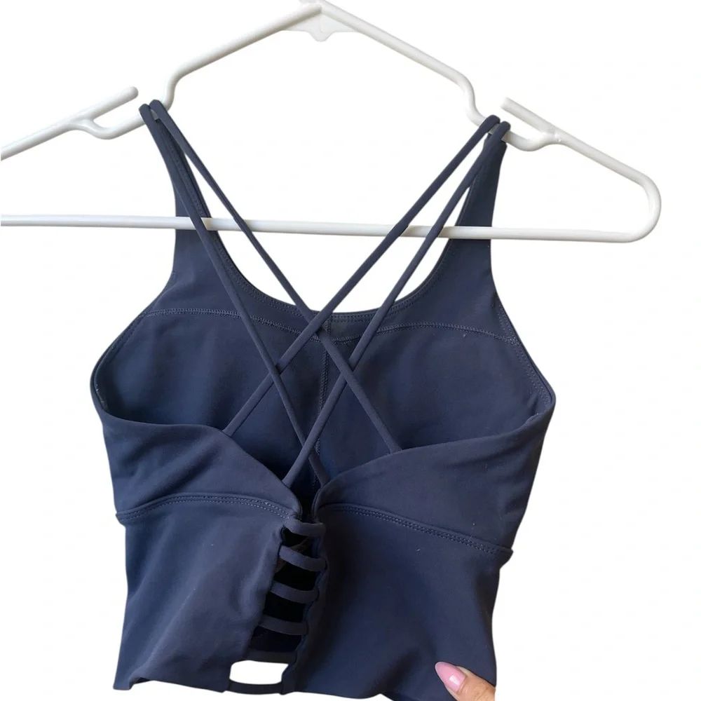 Astoria Women's Lilac Gray Strappy Sports Bra - Picture 5 of 5